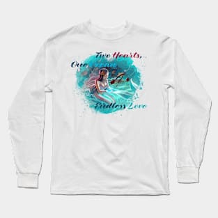 Sapphire Serenity: A Mermaid's Touch (Cerulean Heart w/ Text) Long Sleeve T-Shirt